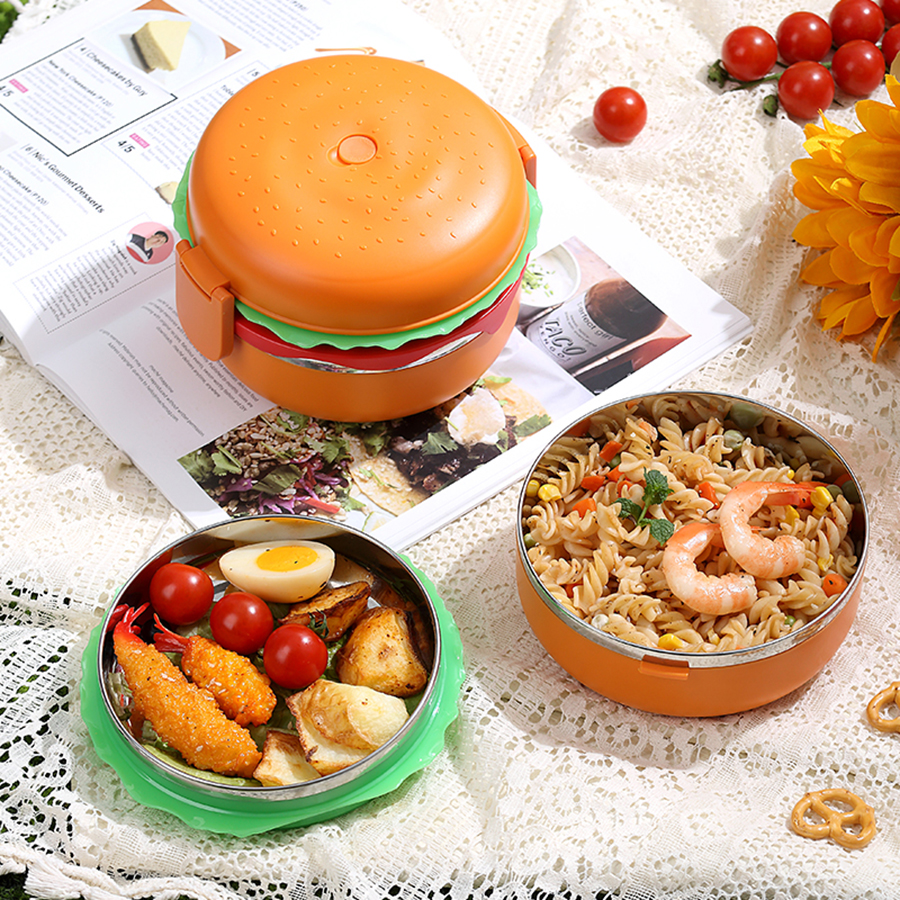 圓形漢堡不銹鋼餐盒(