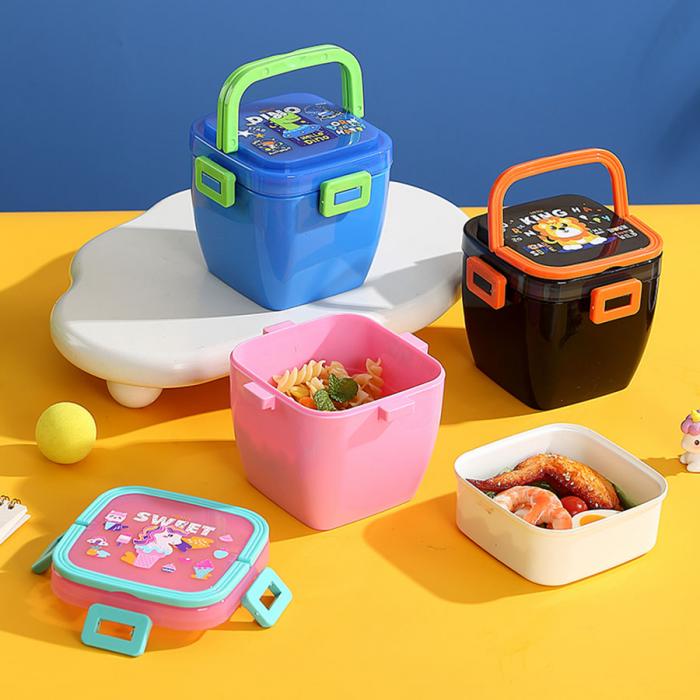 方扣雙層手提餐盒600ml+PP勺