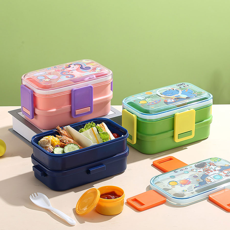 彩光卡通雙層餐盒(700