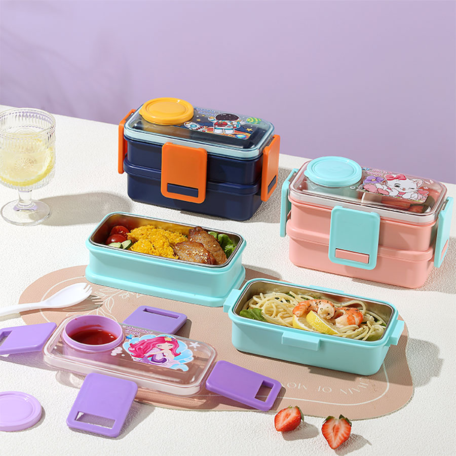 彩光卡通雙層不銹鋼餐